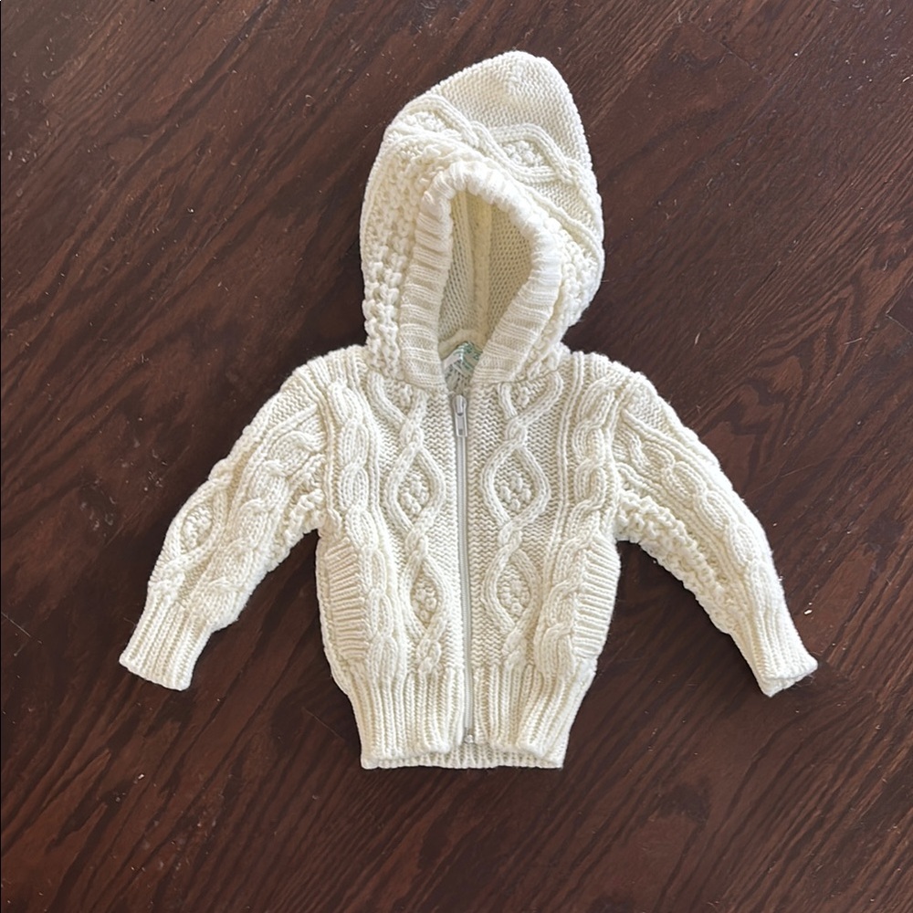 Irish Erin Boutique Cozy Cream Cable Knit Baby Zip Hoodie